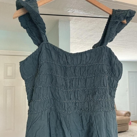 Free People Indigo Textured Jumpsuit Excellent Condition Large - Picture 4 of 8